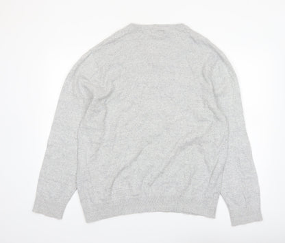 Nautica Mens Grey Cotton V-Neck Knit Jumper Size L
