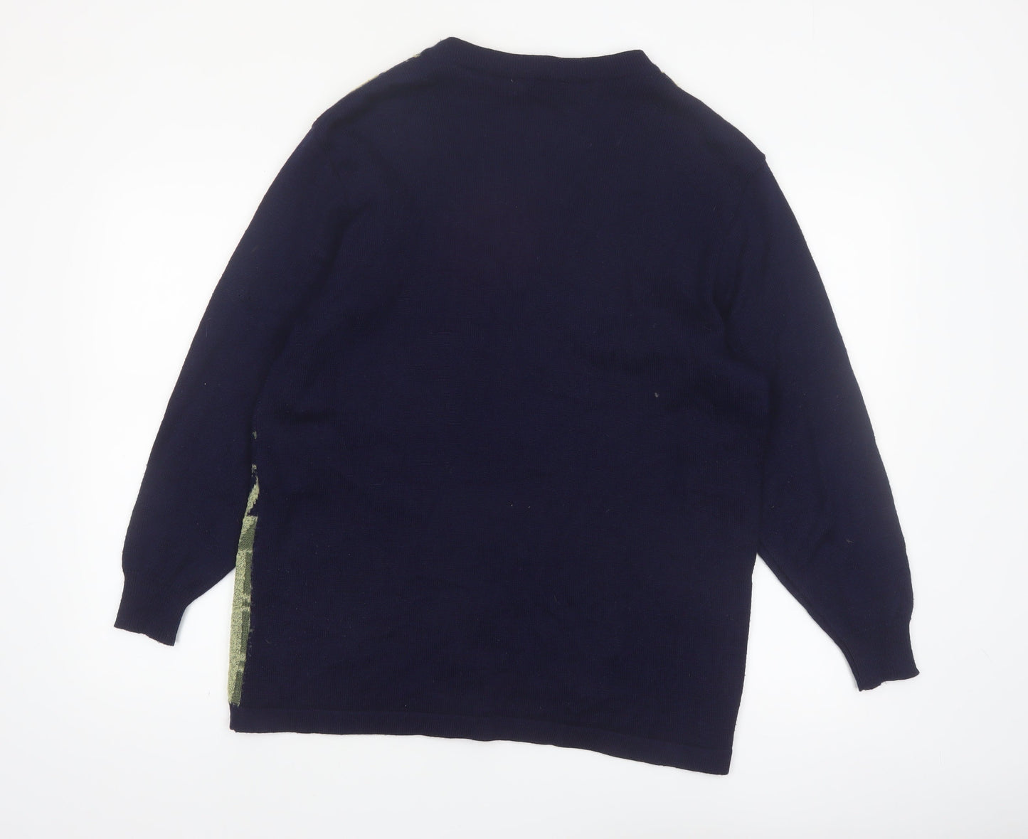 Collection Hip Design Women's Blue Geometric Wool Blend Cardigan Size 14