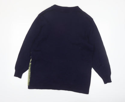 Collection Hip Design Women's Blue Geometric Wool Blend Cardigan Size 14