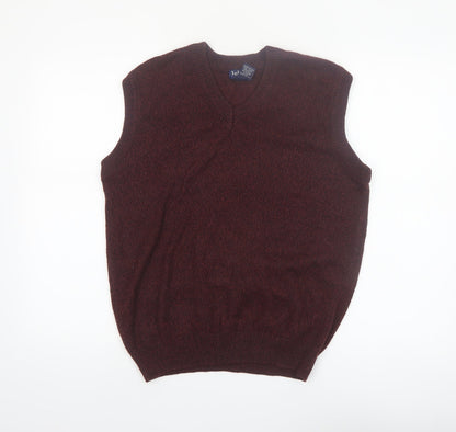 John Blair Men's Brown Sleeveless V-Neck Knit Vest Jumper Size S
