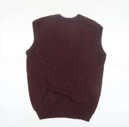 John Blair Men's Brown Sleeveless V-Neck Knit Vest Jumper Size S