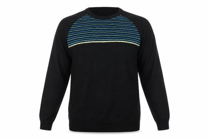 Claiborne Men’s Black XL Silk Blend Striped Pullover Jumper