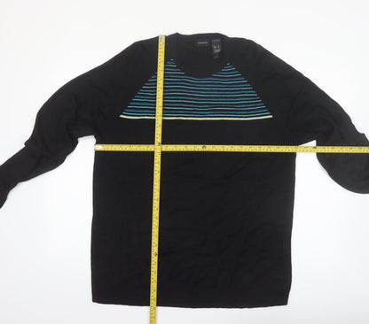 Claiborne Men’s Black XL Silk Blend Striped Pullover Jumper