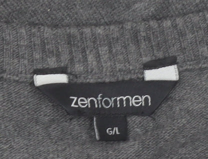 Zenformen Mens Grey Argyle Diamond Cotton Knit V-Neck Sweater Vest L