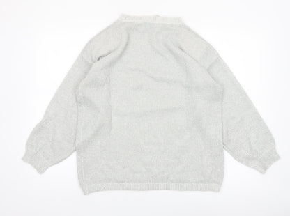 Shenanigans Women's Silver Metallic Knit Pullover Jumper Size S