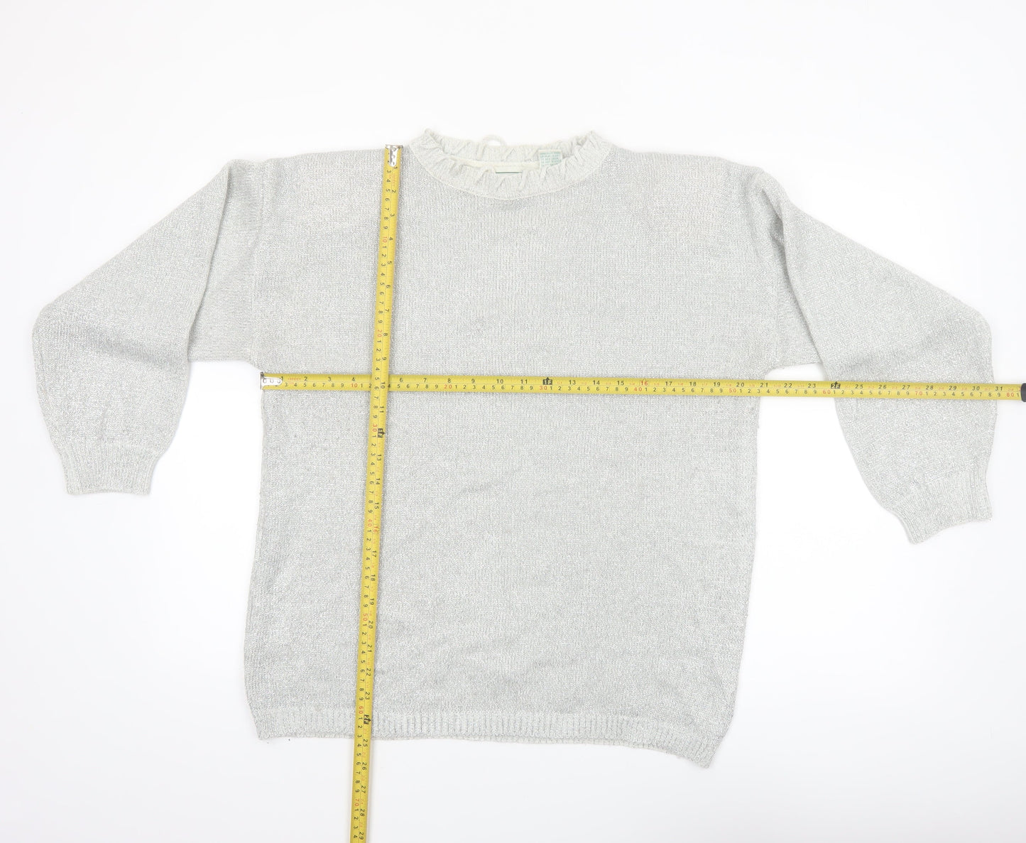 Shenanigans Women's Silver Metallic Knit Pullover Jumper Size S