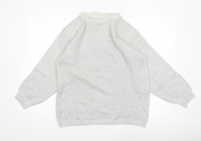 Shenanigans Women's Silver Metallic Knit Pullover Jumper Size S