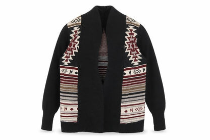 Lira Womens Multicoloured Aztec Knit Open Front Cardigan L
