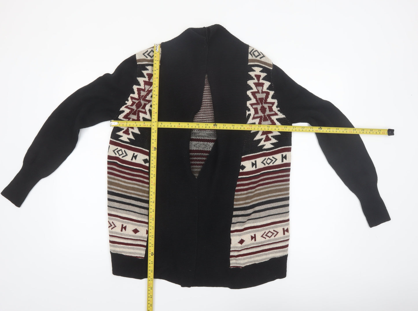 Lira Womens Multicoloured Aztec Knit Open Front Cardigan L
