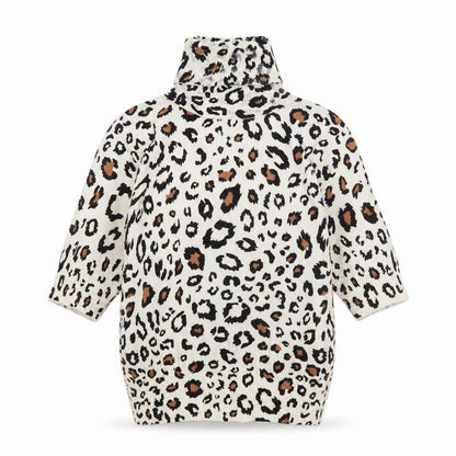 Mirepa Women’s Leopard Print Roll Neck Short Sleeve Jumper Size S