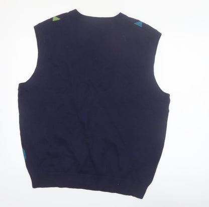 Pro Tour Men's Blue Argyle V-Neck Cotton Golf Vest XL
