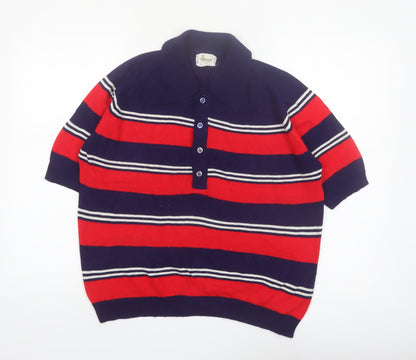 La Strada Women’s Multicoloured Collared Henley Jumper L Retro Knit
