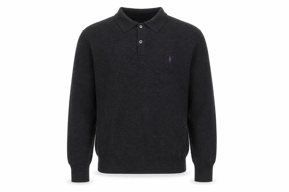 Ralph Lauren Men's Black Wool Collared Pullover Jumper XL