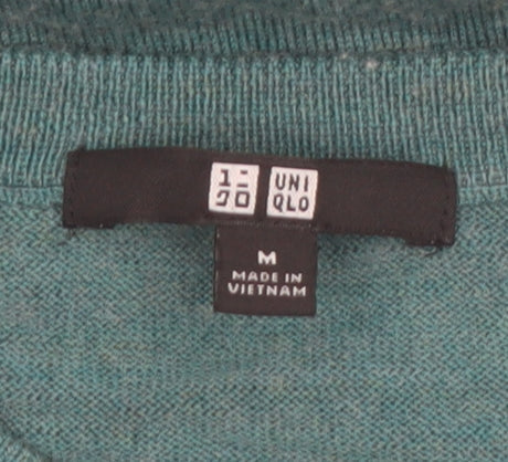 Uniqlo Women Green Merino Wool Crew Neck Long Sleeve Jumper M