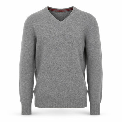 Le 31 Men’s Grey Lambswool V-Neck Pullover Jumper S