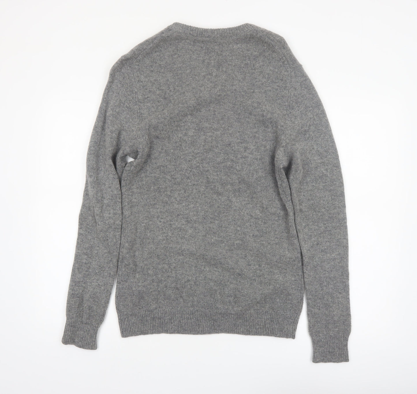 Le 31 Men’s Grey Lambswool V-Neck Pullover Jumper S