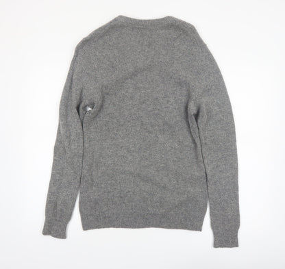 Le 31 Men’s Grey Lambswool V-Neck Pullover Jumper S