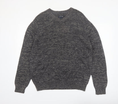 St. John's Bay Men's Grey Cotton V-Neck Pullover Jumper L