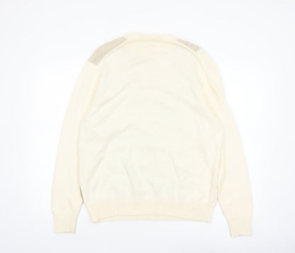 Geoffrey Beene Men's Beige Cotton Cable-Knit Pullover Jumper M