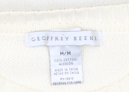 Geoffrey Beene Men's Beige Cotton Cable-Knit Pullover Jumper M