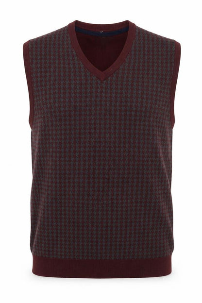 Club Room Men's Brown Houndstooth Wool Blend V-Neck Vest L