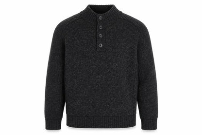 Next Men’s Grey Lambswool Henley Jumper XL Mock Neck