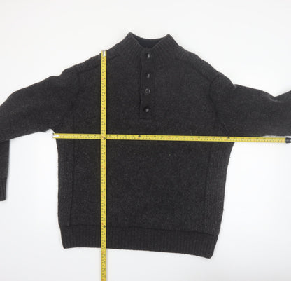 Next Men’s Grey Lambswool Henley Jumper XL Mock Neck