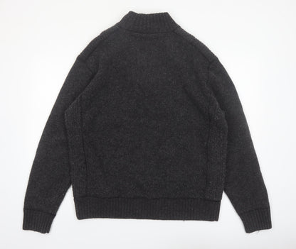 Next Men’s Grey Lambswool Henley Jumper XL Mock Neck