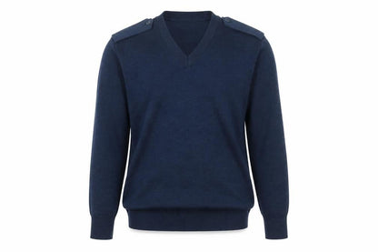 Logistik Unicorp Men's Blue Wool V-Neck Pullover Jumper L