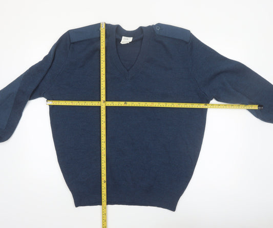 Logistik Unicorp Men's Blue Wool V-Neck Pullover Jumper L