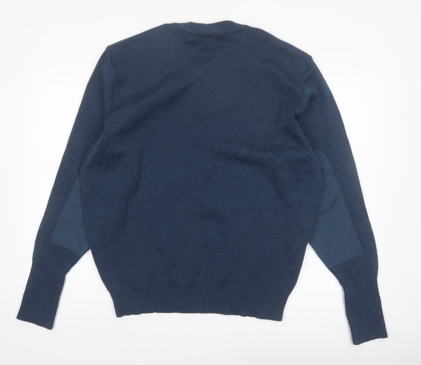 Logistik Unicorp Men's Blue Wool V-Neck Pullover Jumper L