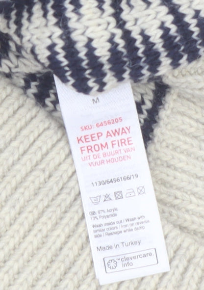 New Look Men Blue Check Knit Crew Neck Jumper Size M