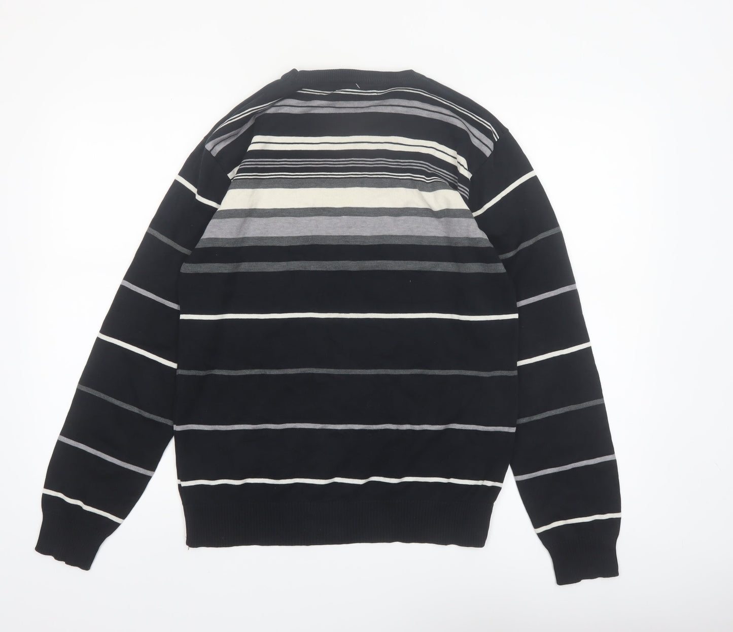 Retrofit Men's Black Striped Cotton Pullover Jumper Size L