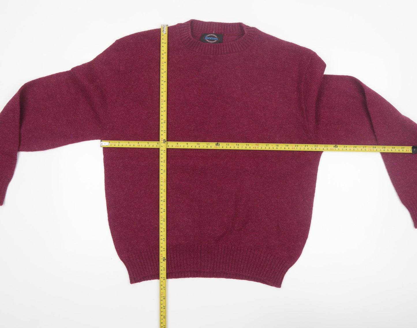 Jantzen Mens Red Wool Crew Neck Pullover Jumper XL Vintage