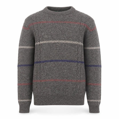 Hunt Club Men's Grey Wool Striped Crew Neck Jumper XL Vintage Pullover