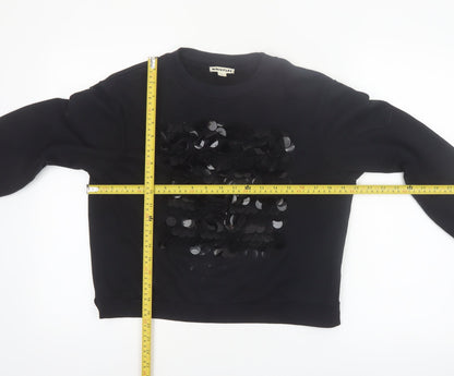 Whistles Womens Black Sequin Embellished Crew Neck Pullover Sweatshirt M