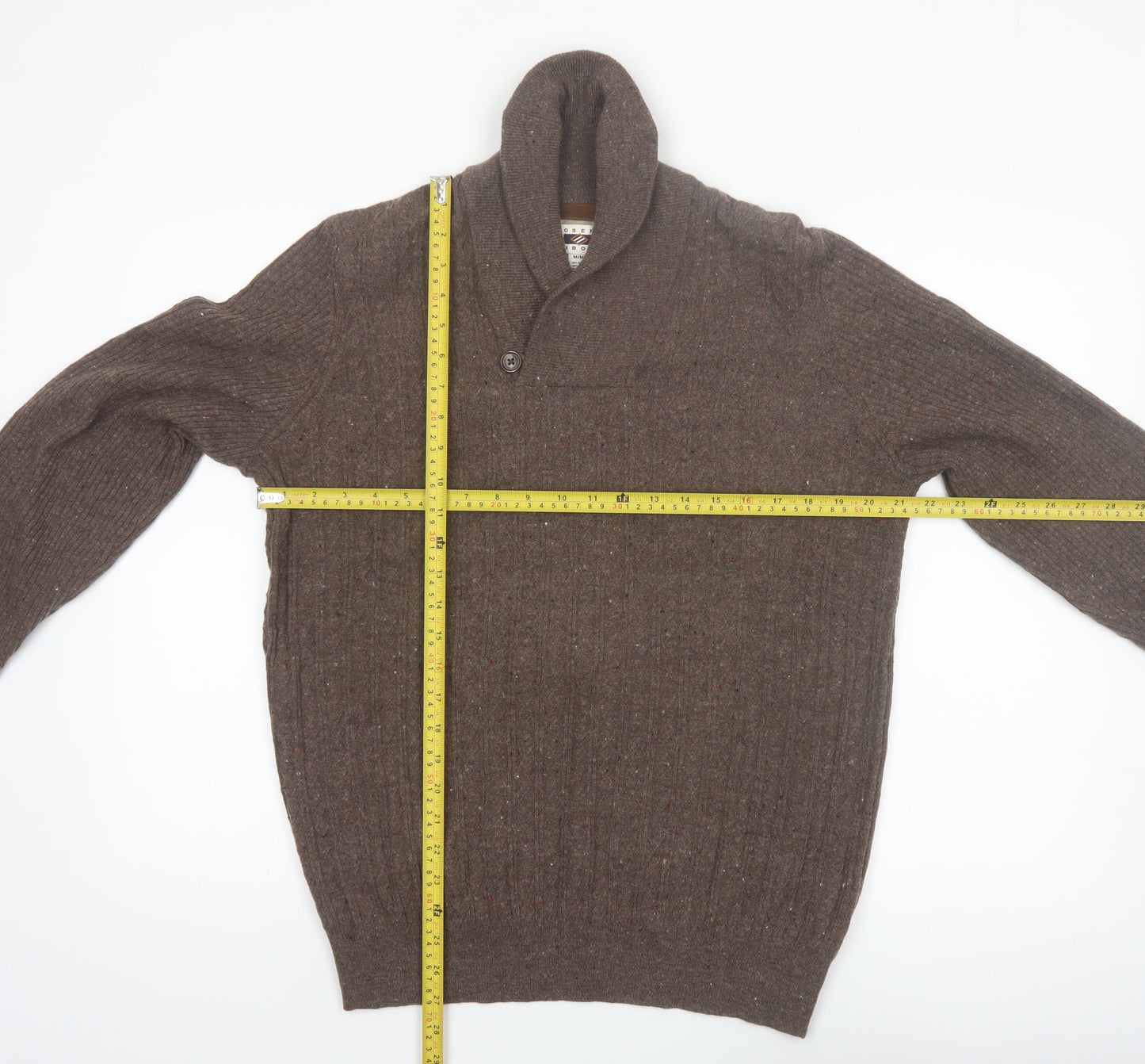 Joseph Abboud Men Brown Wool Blend Collared Pullover Jumper M
