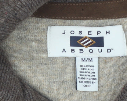 Joseph Abboud Men Brown Wool Blend Collared Pullover Jumper M