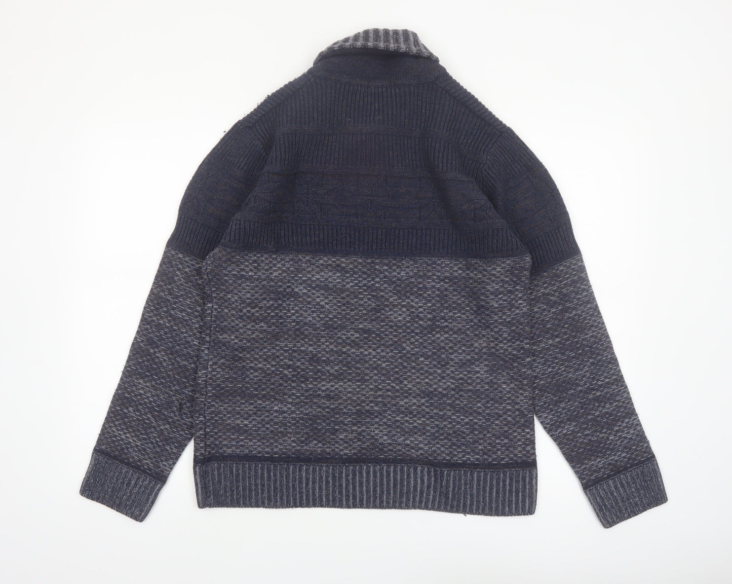 North Coast Men’s Blue Roll Neck Wool Blend Chunky Knit Pullover Jumper M