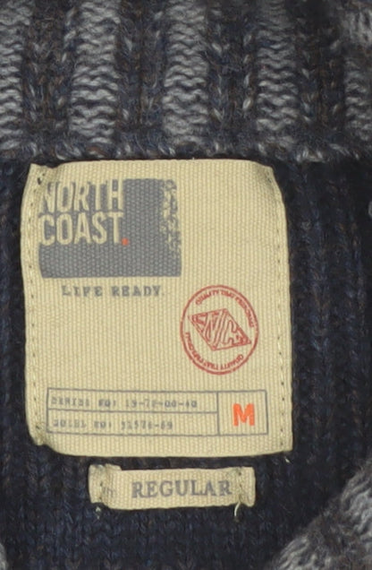 North Coast Men’s Blue Roll Neck Wool Blend Chunky Knit Pullover Jumper M