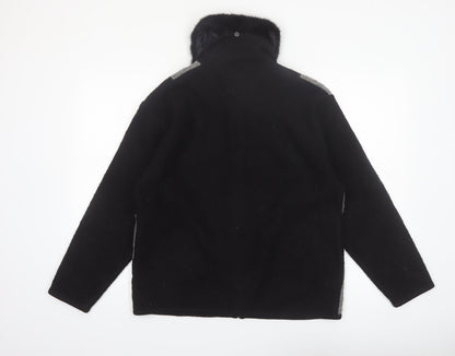 Lisa International Womens Black Wool Full Zip Collared Jumper L
