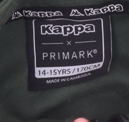 Kappa Boys Green 1/4 Zip Sweatshirt 14-15 Years Logo Sports Top