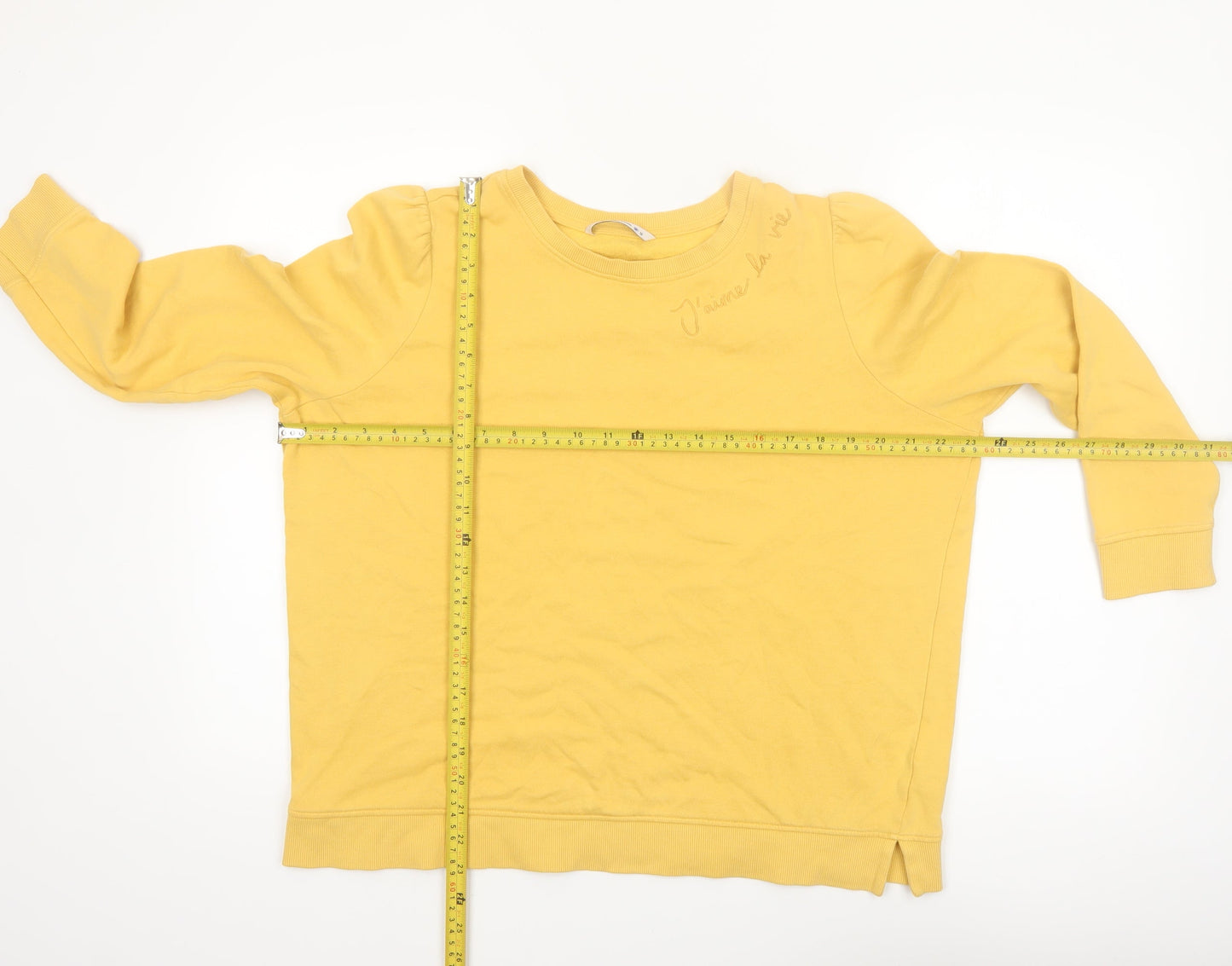Tu Women Yellow Cotton Crew Neck Pullover Sweatshirt Size 16