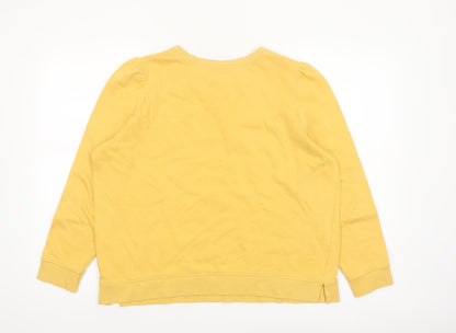 Tu Women Yellow Cotton Crew Neck Pullover Sweatshirt Size 16