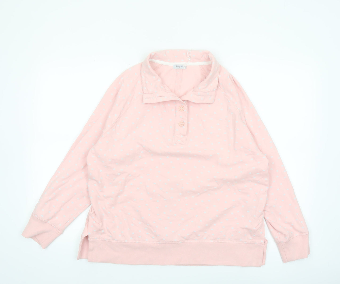 Bella di Notte Womens Pink Polka Dot Henley Sweatshirt Size 12