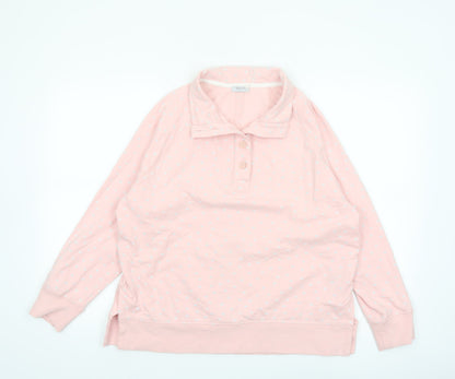 Bella di Notte Womens Pink Polka Dot Henley Sweatshirt Size 12