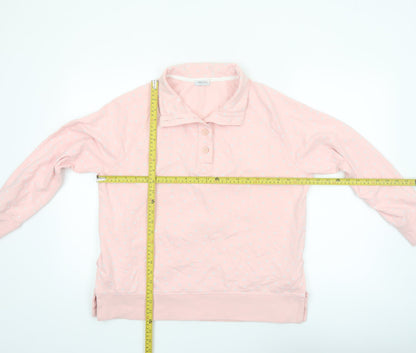 Bella di Notte Womens Pink Polka Dot Henley Sweatshirt Size 12