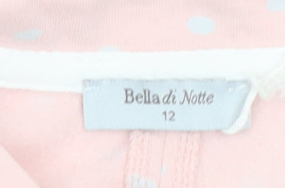 Bella di Notte Womens Pink Polka Dot Henley Sweatshirt Size 12