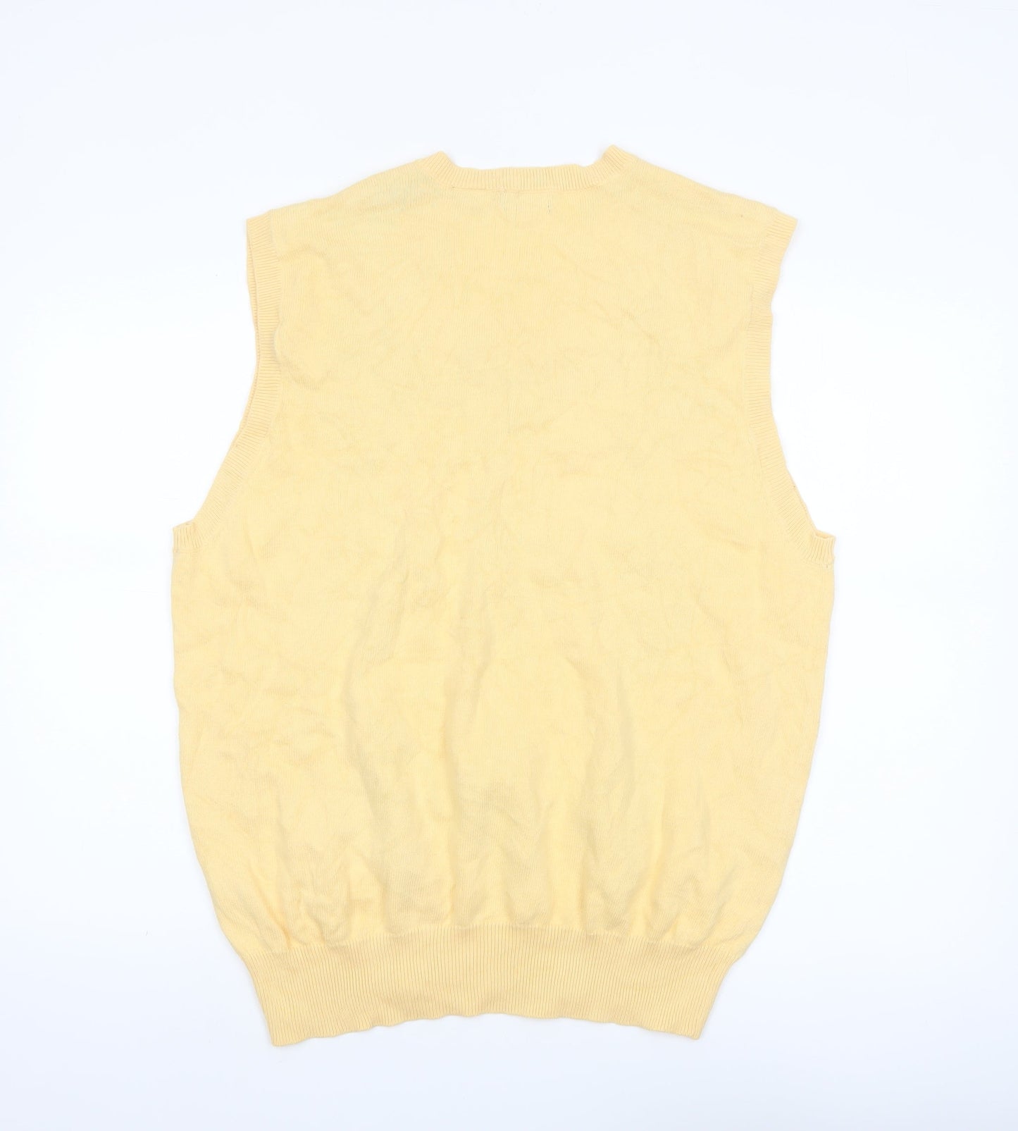 IZOD Men's Yellow Argyle Cotton Golf Vest Jumper Size L