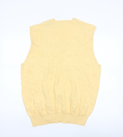 IZOD Men's Yellow Argyle Cotton Golf Vest Jumper Size L